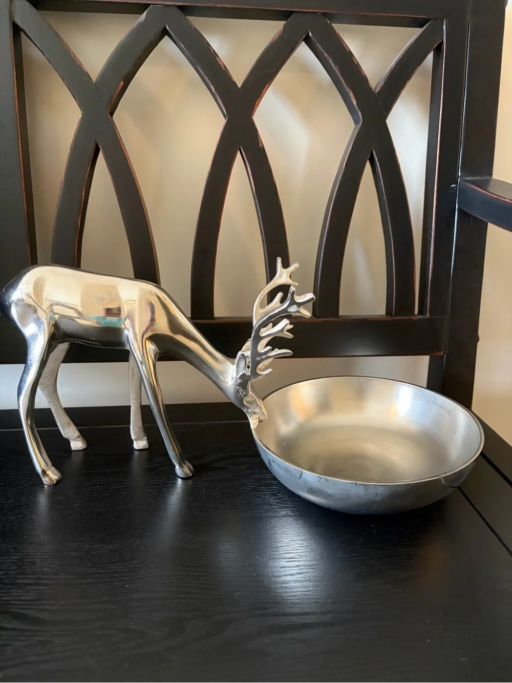 Decorative Silver Reindeer candy Bowl - Silver